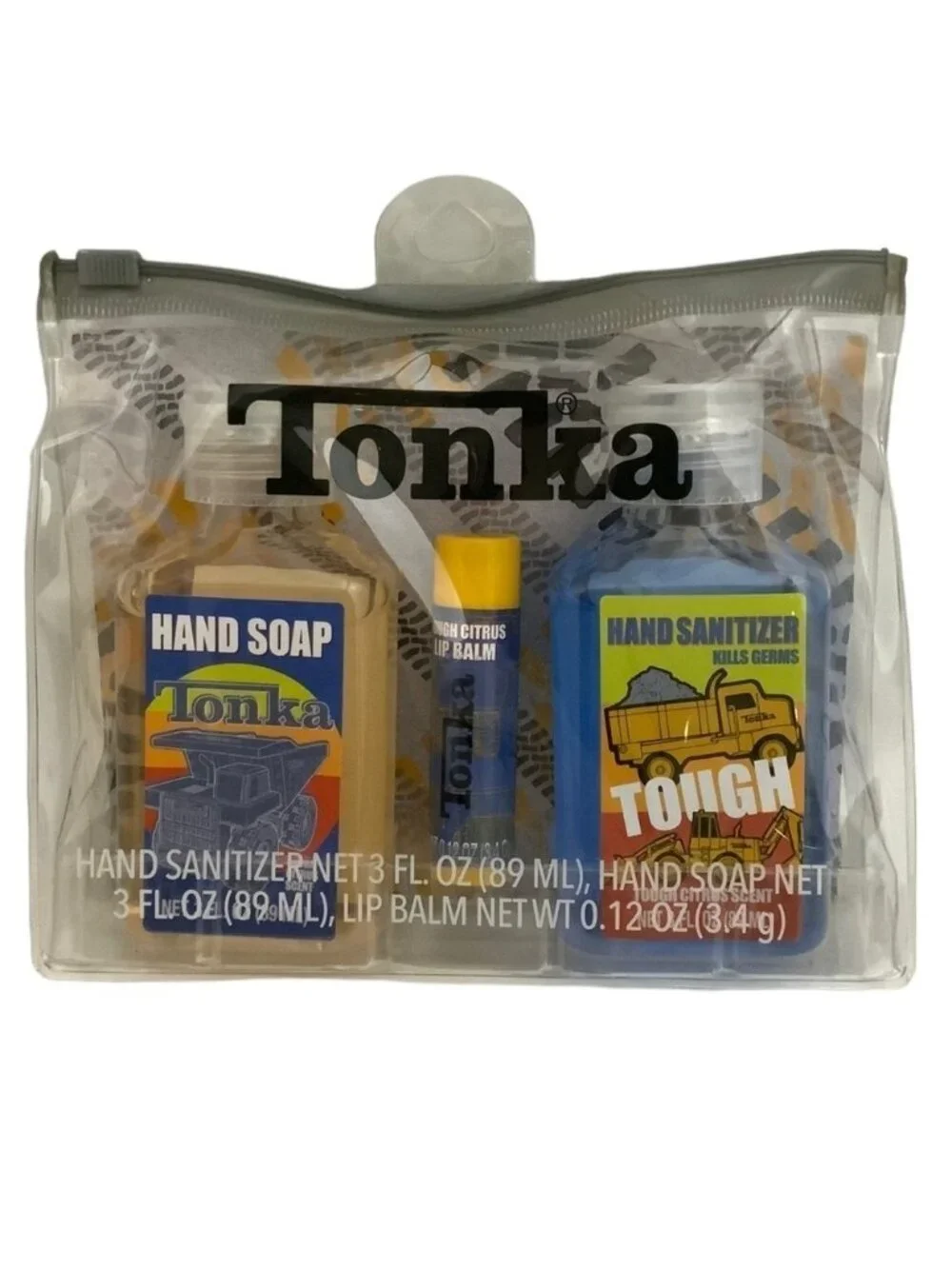 Tonka Kids Gift Set Hygiene Travel Kit  Reusable Case Carry Bag Citrus Scented